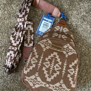 Wrangler Tan Geometric Crossbody Bag